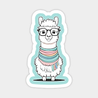 Fashion Llama with Scarf and Glasses Magnet