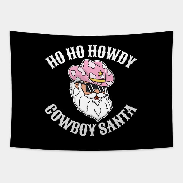 Funny Howdy Santa Christmas Cowboy Western Cute Tapestry by Trippycollage