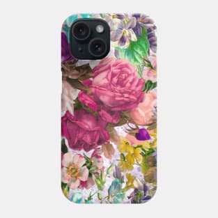 Elegant Vintage floral pattern heaven, shabby chic, plants pattern, botanical illustration, white vintage floral Phone Case