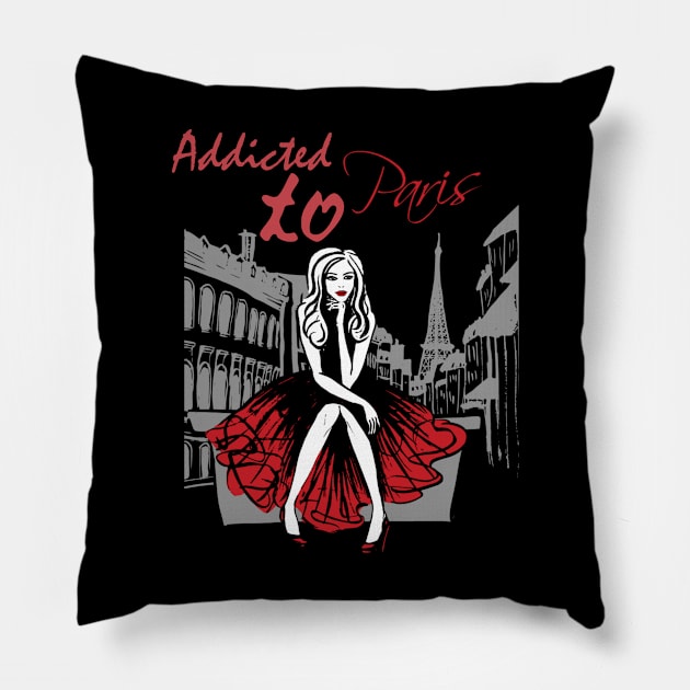 Addicted to Paris Pillow by Seopdesigns