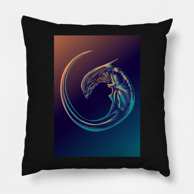 xenomorph alien Pillow by cryptoartdesign