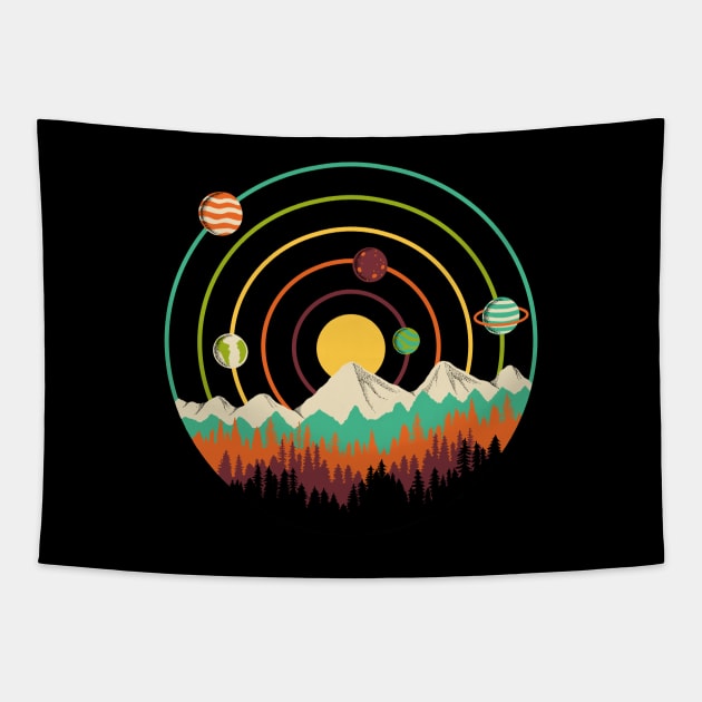 Planets Landscape Tapestry by coffeeman