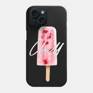 Chill Raspberry Popsicle Ice Cream on Stick with Pink Writing Phone Case