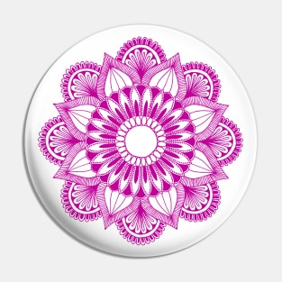 Flower Mandala (magenta on white) Pin