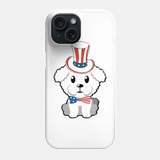 Funny furry dog is wearing uncle sam hat Phone Case