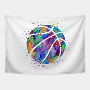 Basketball Ball Colorful Watercolor Tapestry