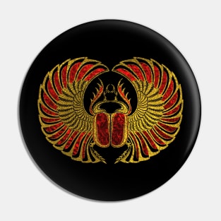 Egyptian Scarab Beetle - Gold and red  metallic Pin