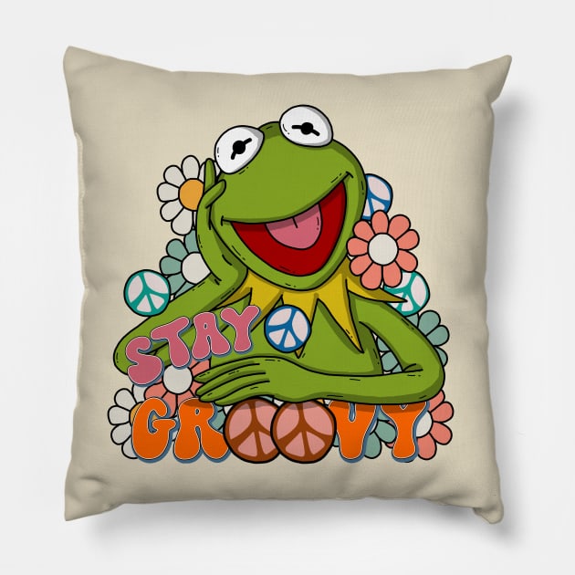 Stay Groovy Pillow by Luna Illustration