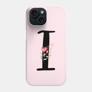 Letter I With Watercolor Floral Wreath Phone Case