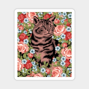 Cat With Flowers Magnet