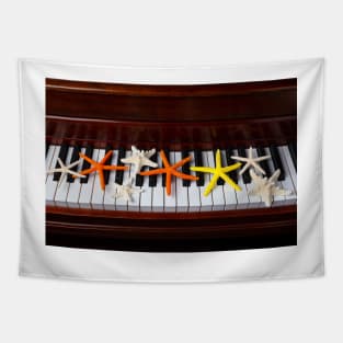 Starfish On Piano Keys Tapestry