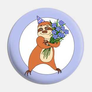 Beautiful holiday present, sloth print design, print with funny animal. Funny character. Happy holiday banner. Sloth. Pin