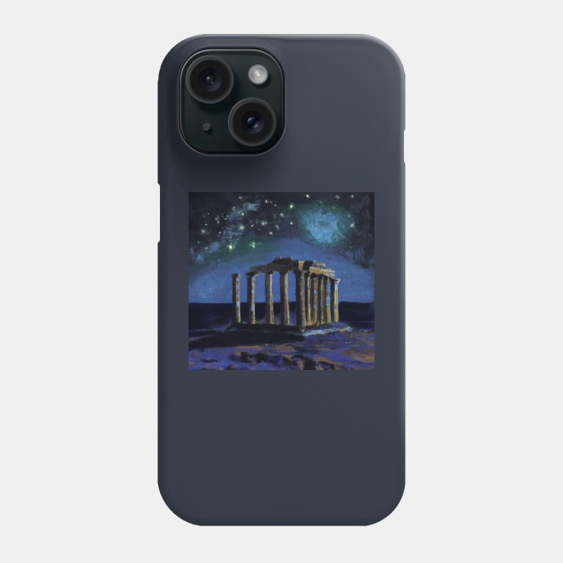 Temple of Poseidon Ancient Greece Oil Painting Phone Case by soulfulprintss8