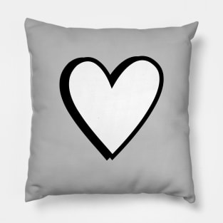 Black and White Love Hearts Cartoon Style on Grey Pillow