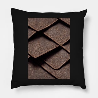 Dark Brown Ornamental Leather Stripes, natural and ecological leather print #49 Pillow