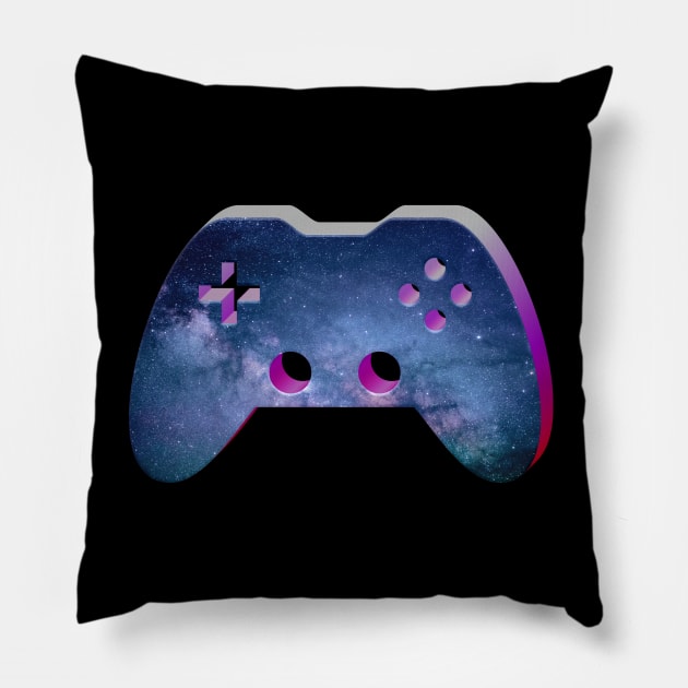 Cosmic Galaxy - Gaming Gamer Abstract - Gamepad Controller - Video Game Lover - Graphic Background Pillow by MaystarUniverse