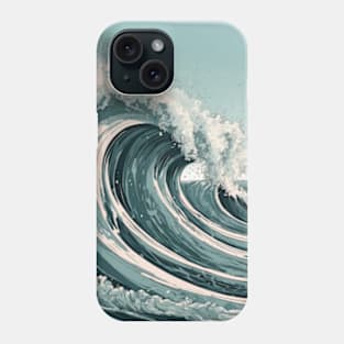 Aesthetic crashing waves, and white background. Phone Case