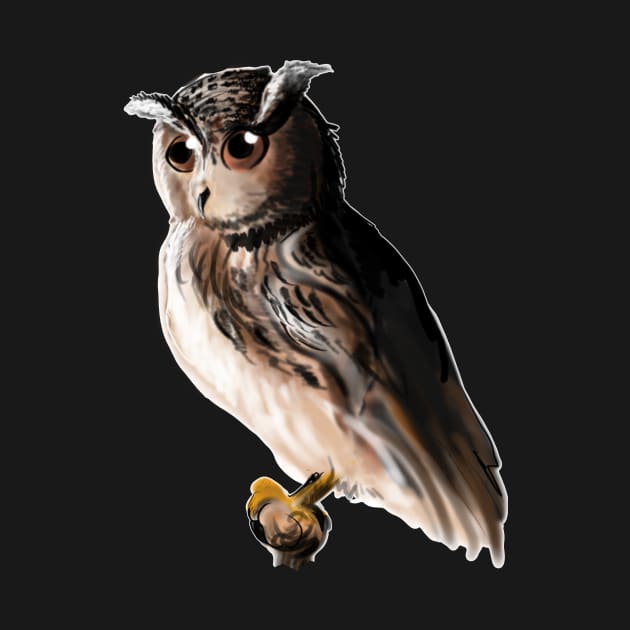 Digital owl drawing - nature inspired art and designs by STearleArt