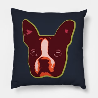 Boston Terrier face pop art in orange Pillow