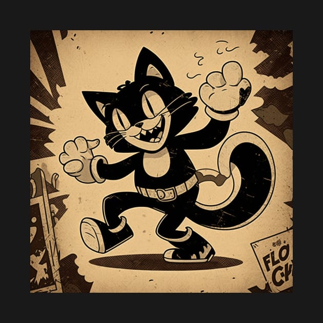 Funny Vintage illustration of Felix The Cat by KOTYA