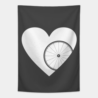 Heart with Road Bike Wheel for Cycling Lovers Tapestry
