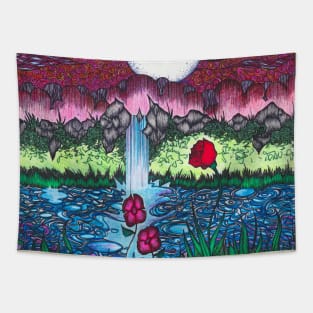 Moonlit Waterfall Tapestry