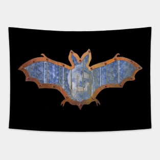 Pale Blue Skull Halloween Bat Decoration In A Retro Style Tapestry