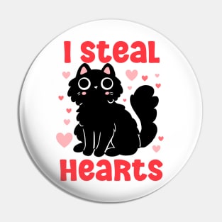 I steal hearts cute black cat valentine day gift for cat lover Pin