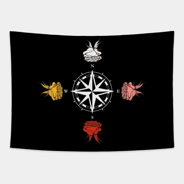 Roses Compass Tapestry by UnrealArtDude