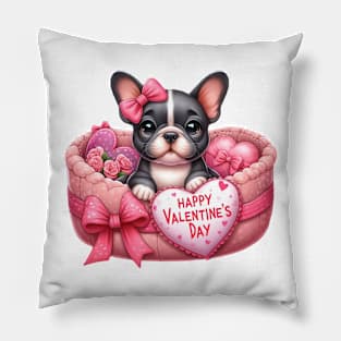 Valentine French Bulldog in Bed Pillow