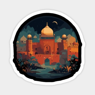 Pakistani cultural illustration with Lahore Fort and Mohenjo-Daro Magnet