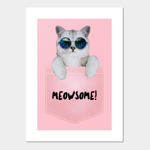 Cute Cat In Pocket Cat Wearing Glasses Posters And Art Prints
