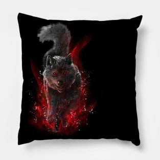 Funny wolf - hell version Pillow