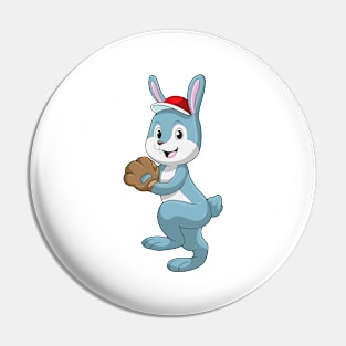 Bunny at Baseball with Baseball glove Pin