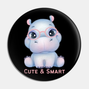 Cute and Smart Cookie Sweet little hippopotamus in pink glasses cute baby outfit Pin