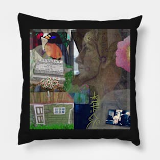 'thinking' a collage Pillow