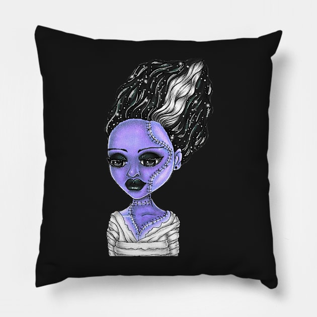 Frankenstein bride Pillow by DrawingsInBloom