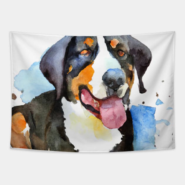 Watercolor Greater Swiss Mountain Dog - Dog Lovers Tapestry by Edd Paint Something