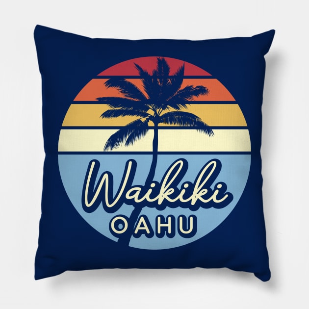 Waikiki Oahu Hawaii Pillow by PnJ