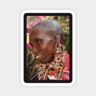 Portrait of an Older Maasai (or Masai) Woman, East Africa Magnet