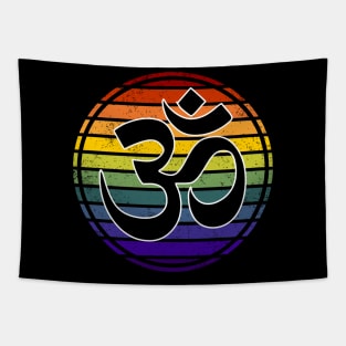 Rainbow Gay Pride Om Hindu Symbol Tapestry