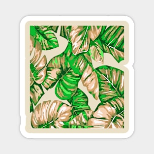 Tropical Leaves Of Banana and Monstera Beige Green Cut Out Magnet