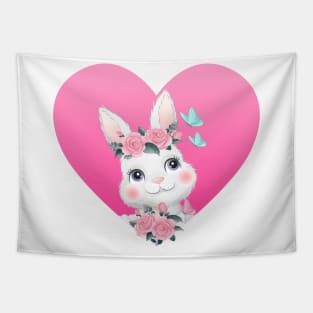 Bunny Rabbit Cute flower Tapestry