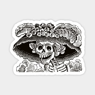 Calavera Catrina | Dia De Los Muertos | Day of the Dead | Skulls | Skeletons | Sugar Skulls | Black | Magnet