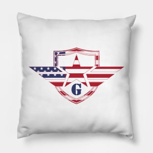 Letter G American Flag Monogram Initial Pillow