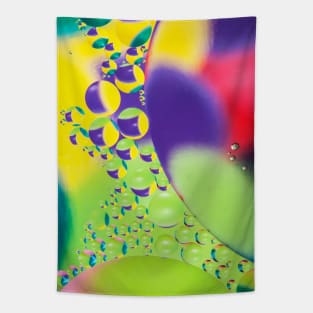 Colorful close up of oil drops in water Tapestry