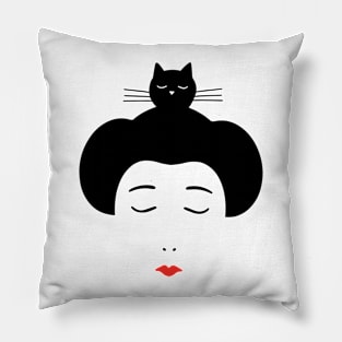 Geisha and Cat Pillow