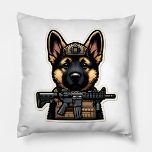 Tactical German Shepard Puppy Sticker Pillow