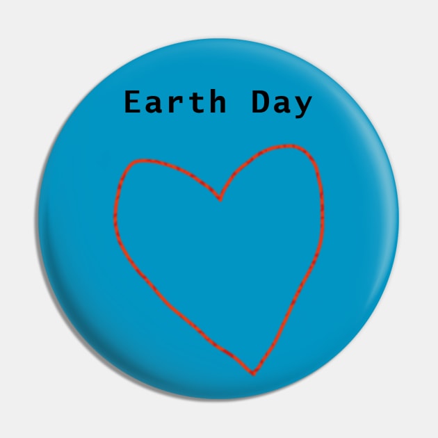 Earth Day Red Heart Line Drawing Pin by ellenhenryart