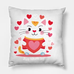 Heartfelt Whiskers: A Valentine's Day Feline Fantasy Pillow